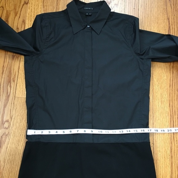 Theory black colorblock half button down long sleeve career shirt dress size 10 - Picture 10 of 16